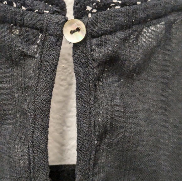 Böhme Black White Embroidered with Patch Fabric Short Sleeve Boho Top sz S - Picture 9 of 10